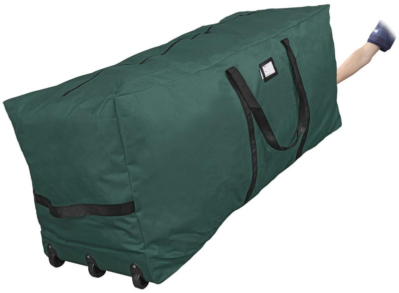 ProPik Rolling Christmas Tree Storage Bag, Fits Up to 9 Ft Tall Disassembled Trees, 28" H X 16.5" W X 60" L, Extra Large Heavy Duty Xmas Storage Container with Wheels & Handles, 600D Oxford (Green) - Image 2